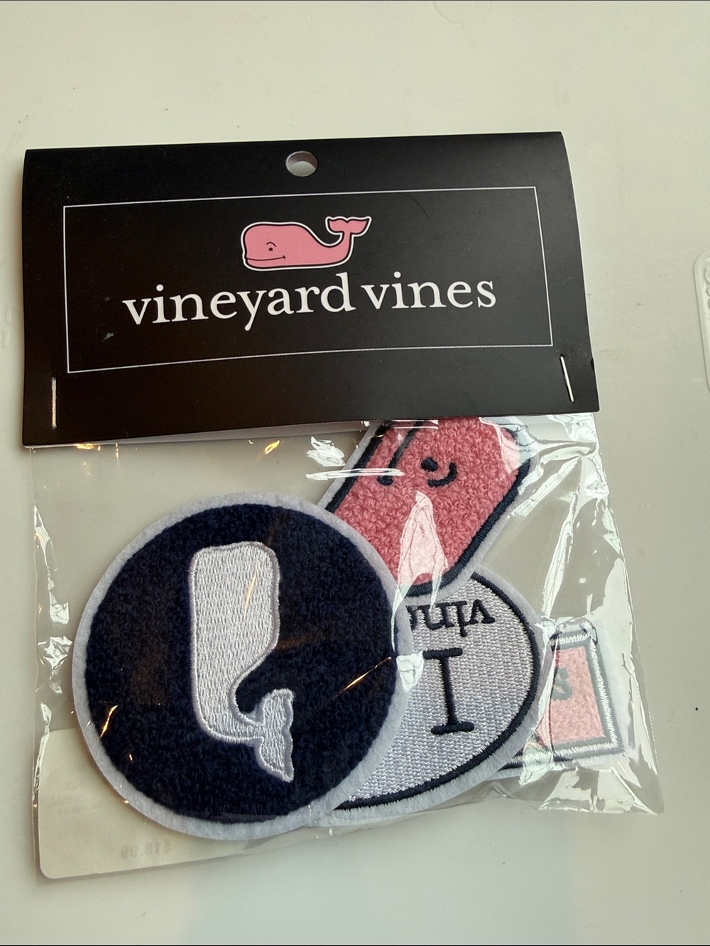 Vineyard Vines Navy & Pink Embroidered Patch Set